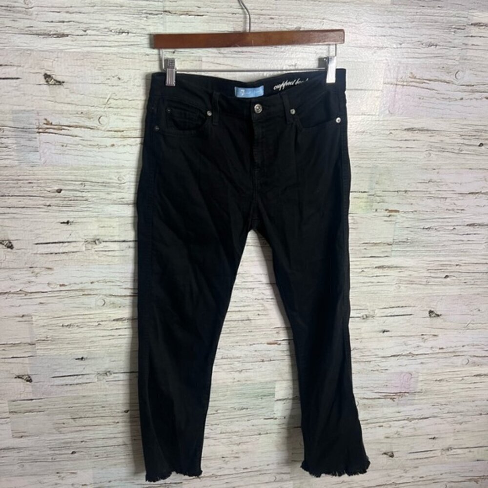 7 For All Mankind B(air) High Rise Cropped Boot Cut Jeans black size 29